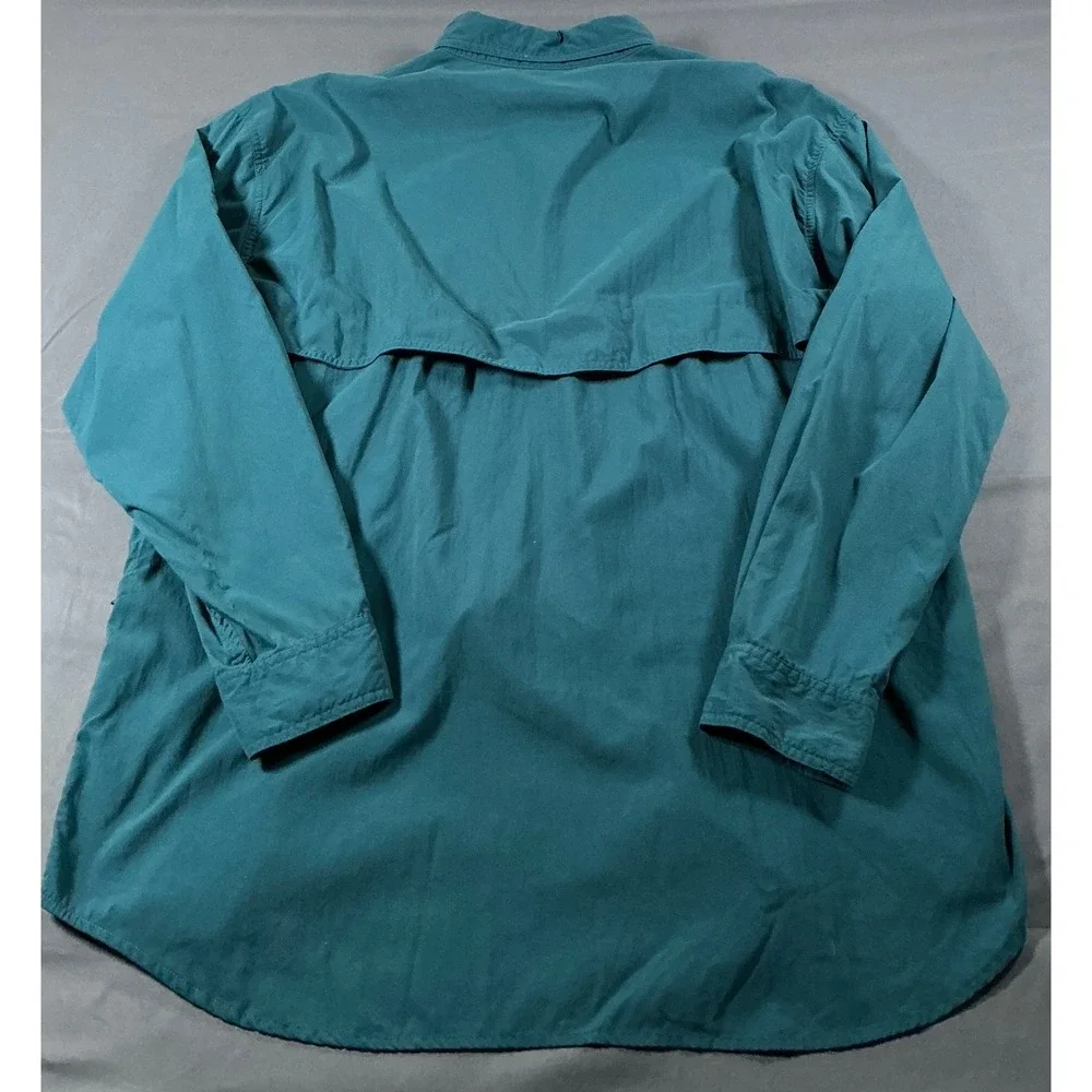 The North Face Mens XL Supplex Nylon Hiking Shirt Teal Green Coolmax Ventilated